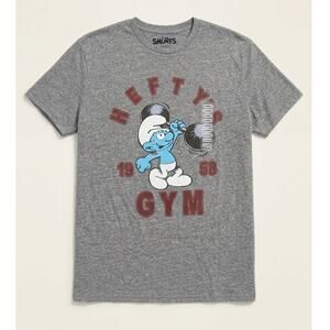 NWT The Smurfs Hefty’s Gym Graphic T-Shirt Gray Heather XL - Retro 1958